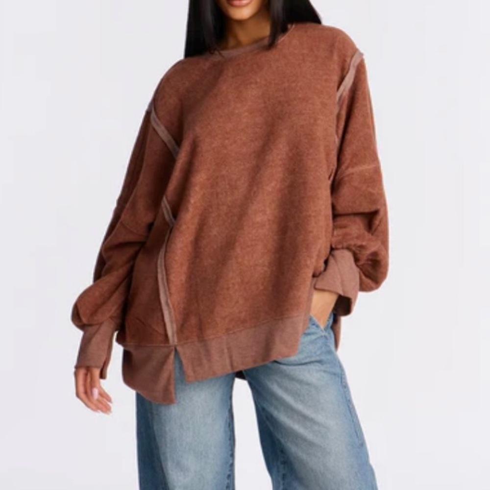 Double Zero Oversize Sweater in Chestnut size Small